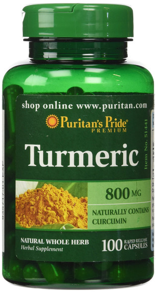 Puritans Pride Turmeric, Supports Antioxidant Health, 800mg Capsules, 100 Count