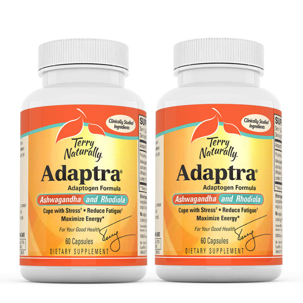 Terry ly Adaptra (2 Pack) - 60 Capsules - Ashwagan & Rhodiola Supplement, Helps Reduce Fatigue, Manage  - Non-GMO, Gluten-Free - 120 Total Servings