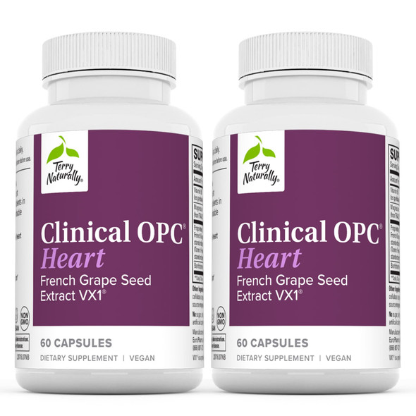 Terry ly Clinical OPC Heart - 60 Capsules, 2 Pack - 600 mg Grape Seed Complex - - Supports Overall Cardiovascular Function - Non-GMO,  - 40 Total Servings