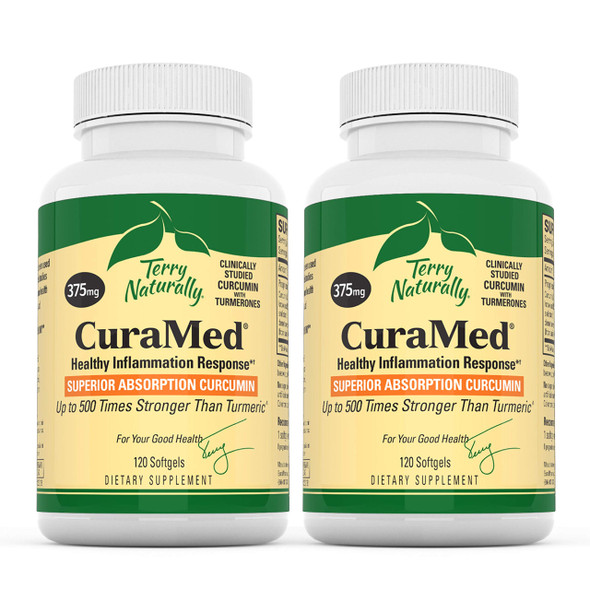 Terry ly CuraMed 375 mg (2 Pack) - 120 Softgels - Superior Absorption BCM-95 Curcumin Supplement, Promotes Healthy Inflammation Response - Non-GMO, Gluten-Free, Halal - 120 Servings
