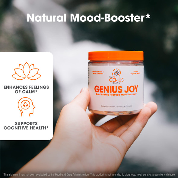 Genius Joy, Nootropic Mood Enhancer Supplement - Support Cognitive Health, Enhance Mood & Neural Function with Brain Boosting L-Theanine, Panax Ginseng & SAM-e