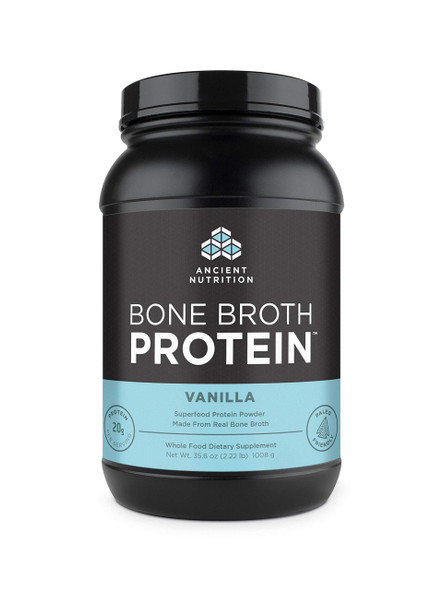 Protein Powder Made from Real Bone Broth by Ancient Nutrition, Vanilla, 20g Protein Per Serving, 40 Serving Tub, Gluten Free Hydrolyzed Collagen Peptides Supplement, Great in Protein Shakes