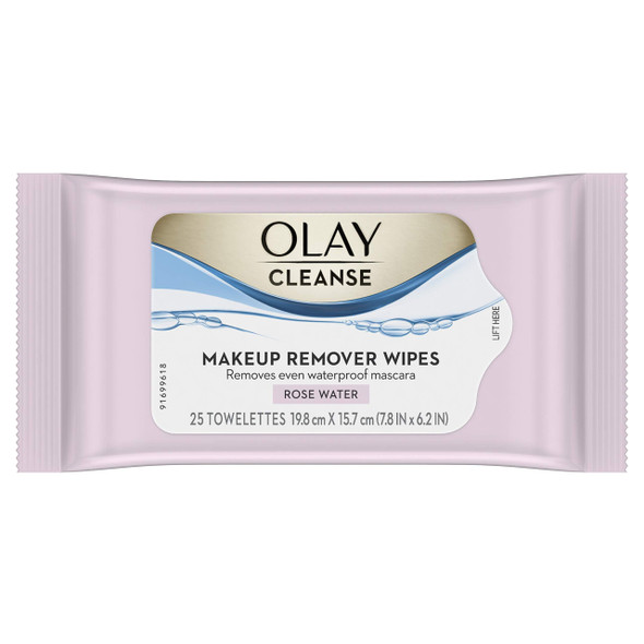 Olay Cleanse Makeup Remover Wipes Rose Water, 25 count