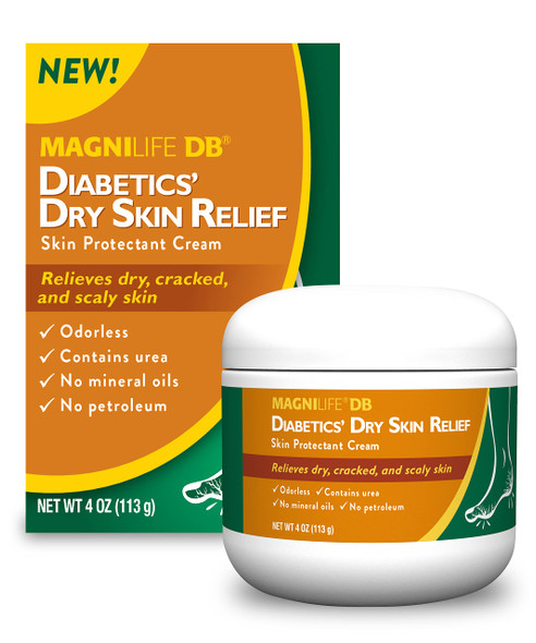 MagniLife DB Diabetics' Dry Skin Relief,  Diabetic Foot Cream to Heal Dry, Cracked, and Scaly Skin, Unscented, Petroleum-Free, Non-Greasy - 4oz
