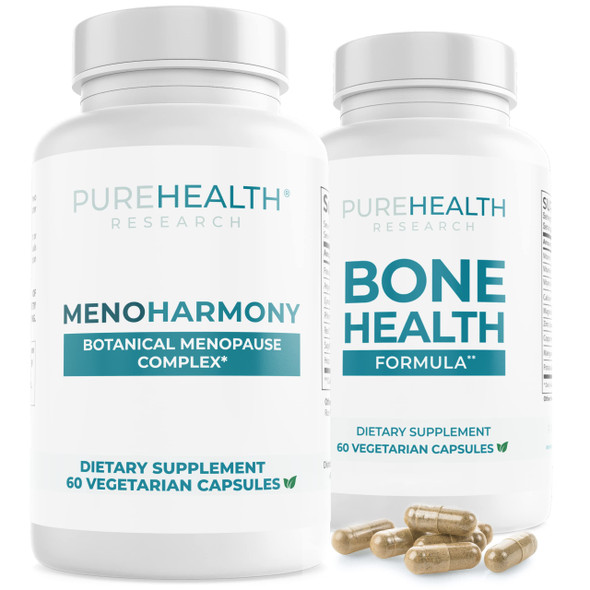 PUREHEALTH RESEARCH MenoHarmony Supplement & Bone Health Bundle - Supplement for Women Hormone Harmony and Bone Strength