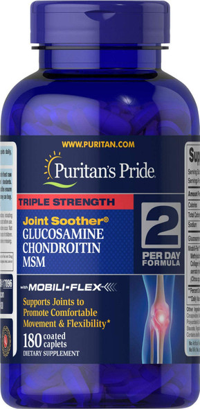 Puritans Pride Triple Strength Glucosamine Chondroitin MSM Joint Soother 180Caps