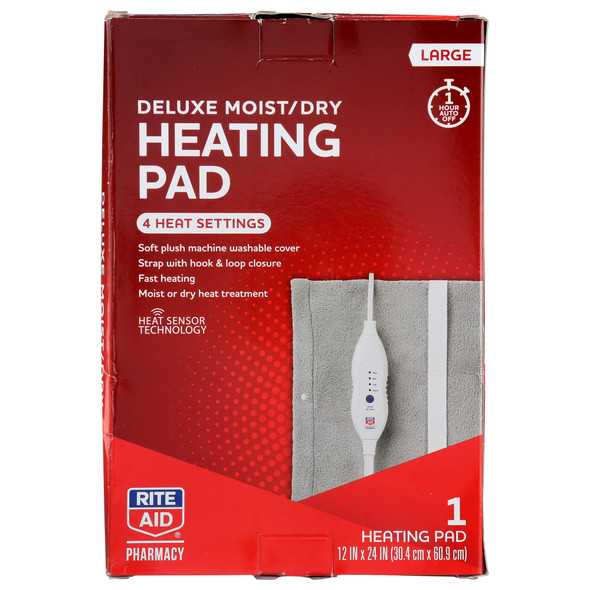 Rite Aid Deluxe Comfort Heating Pad, King Size, 12" x 24" Heating Pad