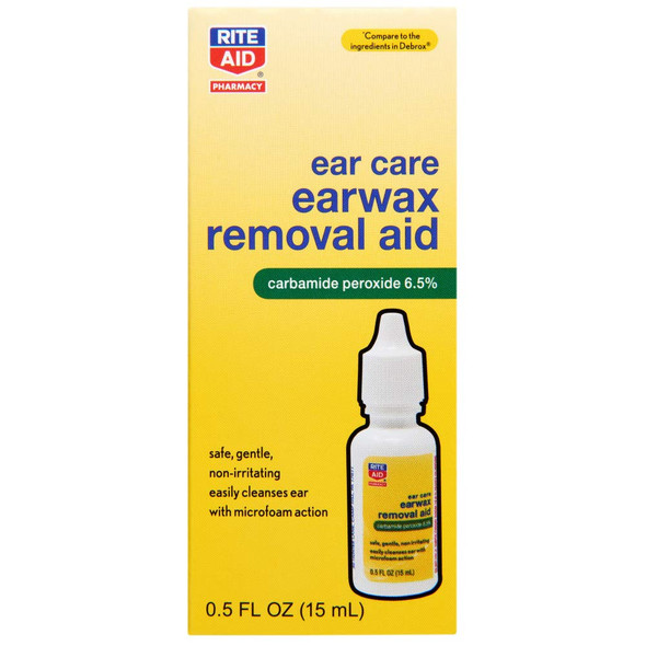 Rite Aid Earwax Removal Aid  0.5 fl oz. | Carbamide Peroxide 6.5% | Ear Wax Removal | Ear Wax Removal Drops | Ear Cleaner