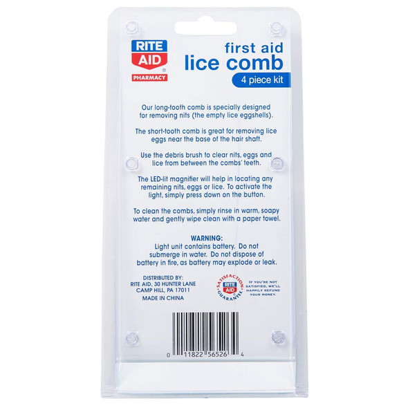 Rite Aid Head Lice Comb Kit with LED Magnifier - 4 Piece Kit | for Head Lice Treatment & Nit Removal