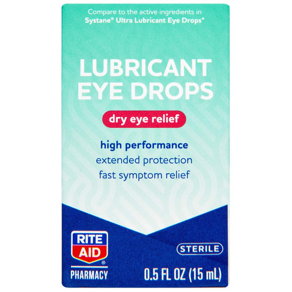 Rite Aid Lubricant Eye Drops 0.5 fl oz | Polyethylene Glycol 400 0.4%, Propylene Glycol 0.3% | Eye Lubricant Drops for Dry Eyes | High Performance Eye Care for Dry Eyes | Refreshes Eyes