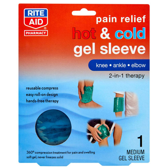 Rite Aid Pain Relief  & Cold Gel Sleeve for Knee/Ankle/Elbow - Medium | Ice Pack Therapy |  & Cold Compress for Pain Relief