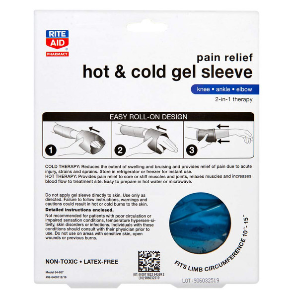 Rite Aid Pain Relief  & Cold Gel Sleeve for Knee/Ankle/Elbow - Medium | Ice Pack Therapy |  & Cold Compress for Pain Relief