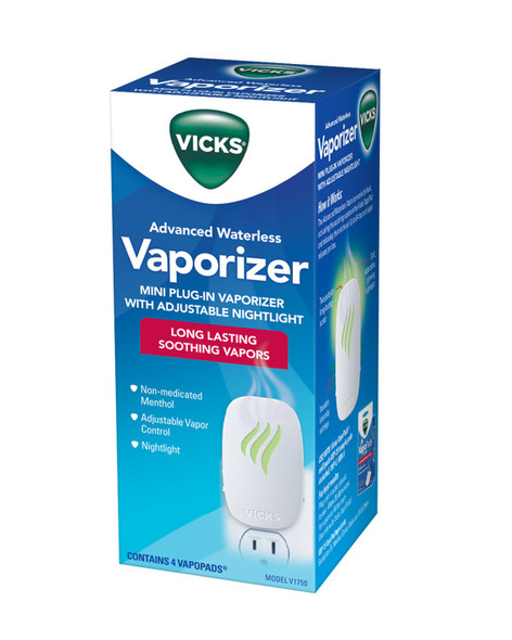 Vicks Advanced Soothing Vapors Waterless Vaporizer With Night Light And Vapopads To Help Relieve Discomfort From Colds And Flu , 1 Count (Pack Of 1)