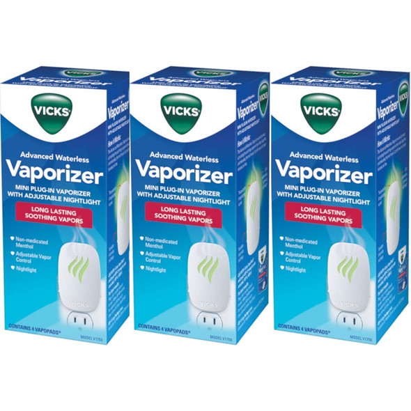 Vicks Advanced Waterless Vaporizer with 4 Vapopads each (Value Pack of 3)