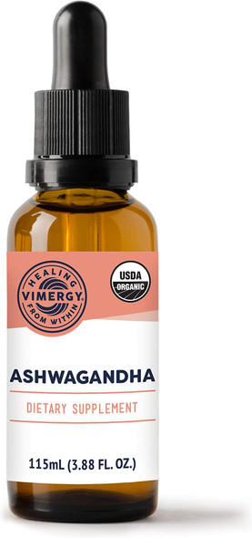 Vimergy USDA Organic Ashwagandha Liquid Extract, 57 Servings Stress Supplement Drops  Adaptogen - Supports Cognitive Function  Sleep Support  Alcohol-Free, Non-GMO, Vegan & Paleo Friendly (115 ml)