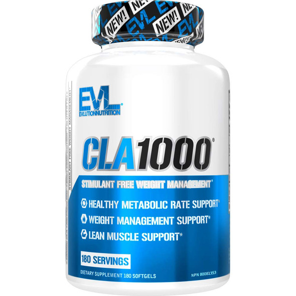 Evlution EVL CLA 1000, Conjugated Linoleic , Weight Loss Supplement, Metabolism Support, Stimulant-Free (180 Servings)