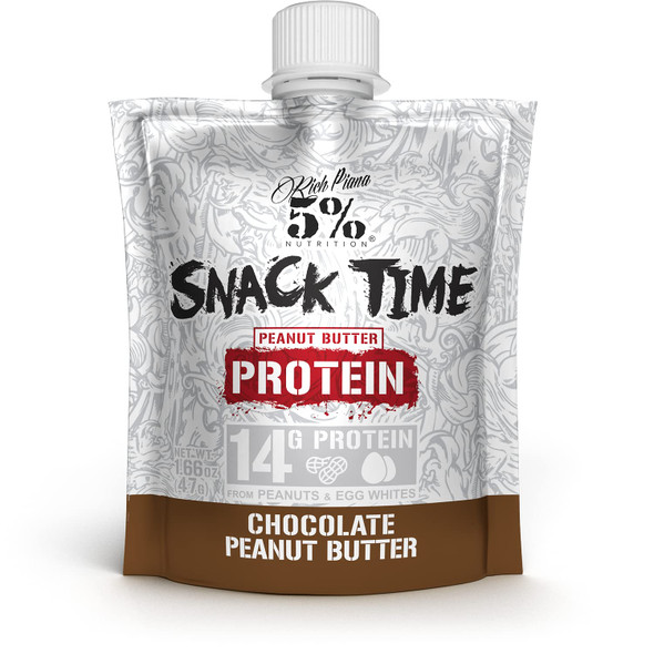 Rich Piana 5% Nutrition Snack Time | Squeezable Protein Ss | High Protein Snack Pouches | Convenient, Real Food Protein from Peanuts & Egg Whites | 10-Count (Chocolate Peanut Butter)