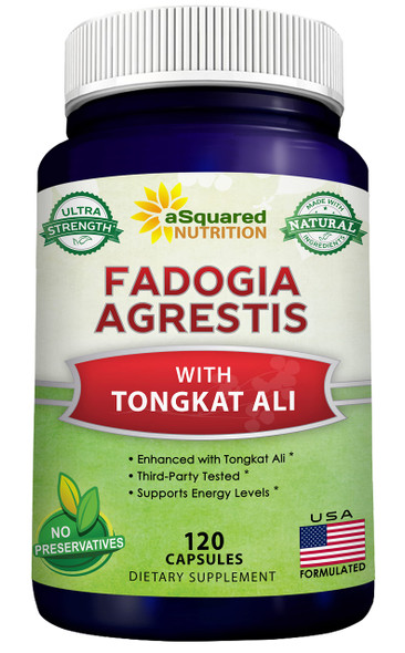 Fadogia Agrestis 1000mg & Tongkat Ali 400mg - 120 Capsules - Fadogia Agrestis Extract Supplement and Powder Complex Pills