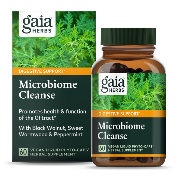 Gaia Herbs Microbiome Cleanse - with Black Walnut, Sweet Wormwood, Oregano & mint - Helps Balance The GI Tract While Supporting Digestive Health - 60 Vegan Liquid Phyto-Capsules (30-Day Supply)