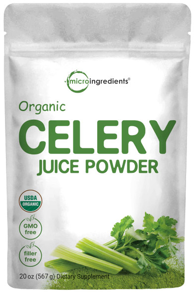 Organic Celery Juice Powder, 20 Ounce (1.25 Pound), 71 Serving, Celery Detox and Cold Pressed, Boosts Immune System, Energy and Supports Gut Health, Rich in Immune Vitamin C and Minerals, Vegan