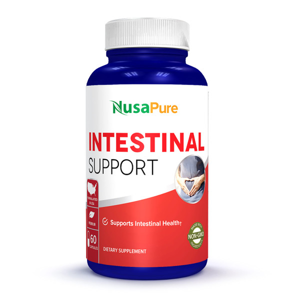 Intestinal Support for Humans (Non-GMO) with Wormwood, Garlic, Black Walnut Hull & More: 60 Capsules