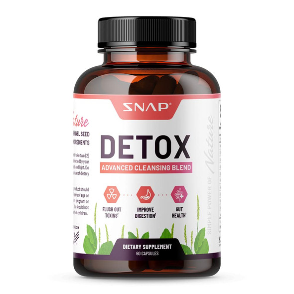Snap Supplements Detox Cleanse Capsules - Advanced Blend for Full Body Detox & Cleanse, Flush Out Toxins, Improve Digestion & Gut Health, Cleanse and Detox, Licorice & Ginger Root (60 Capsules)
