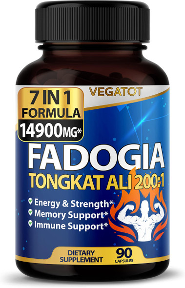 VEGATOT­ High Strength Fadogia Concentrated Extract with Tongkat Ali Maca Root Fenugreek Ginseng Boost Energy Stamina 3-Month Supply (90 Count (Pack of 1))