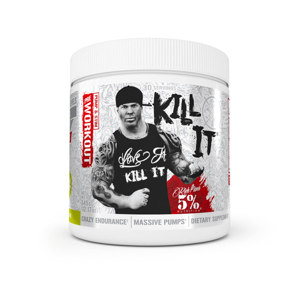 5% Nutrition Rich Piana Kill It Pre Workout Powder w/ Creatine, Jitter-Free , NO-Booster, Beta Alanine, L-Citrulline for Focus, Pump, Endurance, Recovery 13.23 oz, 30 Srvgs (Lemon Lime)