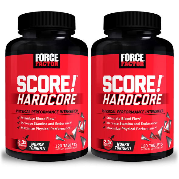 SCORE!, 2-Pack, Hardcore Nitric Oxide Booster Supplement for Men with L-Citrulline, Yohimbe, Black Maca & B Vitamins to Boost Nitric Oxide, Increase Stamina, Maximize Physical Performance, 240 Tablets