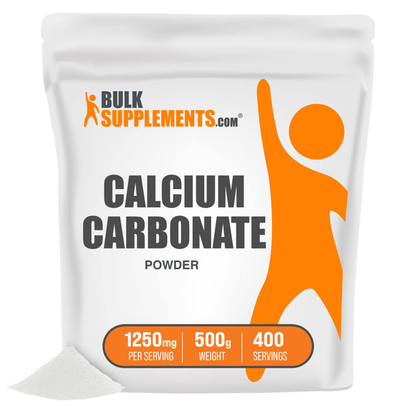 BulkSupplements Calcium Carbonate Powder - Calcium Supplements for Bone Health - Unflavored - 1250mg (500mg of Calcium) , 400 Servings (500 Grams - 1.1 lbs)