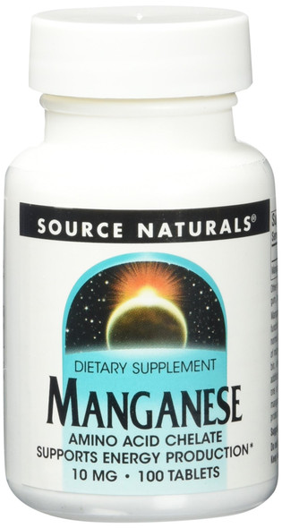 Source s Manganese 10 mg Amino  Chelate,100 Tablets (Pack of 2)