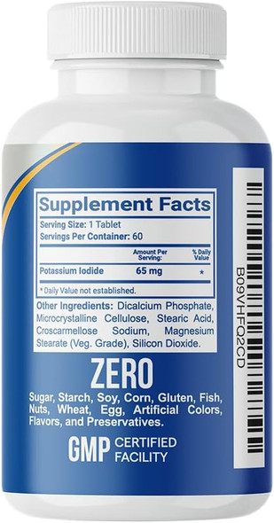 Gflow Vitamins - Potassium Iodide 65 mg Per Serving - Dietary Supplement, Thyroid Support - 2 Months Supply - Non -GMO