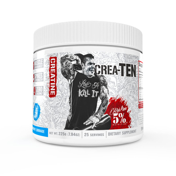 5% Nutrition CreaTEN Multi Creatine Blend + Accelerators | Flavored Creatine Powder for Muscle Gain | Max Power, Strength, Endurance, & Recovery | 25 Servings (Blueberry Lemonade)