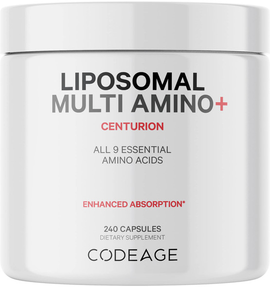 Codeage Multi Amino+ BCAA & EAA Supplement, All 9 Essential Amino s, Free-Form Branched-Chain Amino , Sport Pre & Post Workout, Muscles Recovery, Liposomal for Absorption, Vegan, 240 Capsules