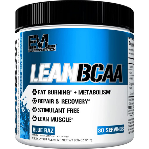 Evlution Stimulant Free Lean BCAA Powder Nutrition BCAAs Amino s Powder with CLA Carnitine and 2:1:1 Branched Chain Amino s Supports Muscle Recovery Fat Burn and Metabolism - Blue Raz