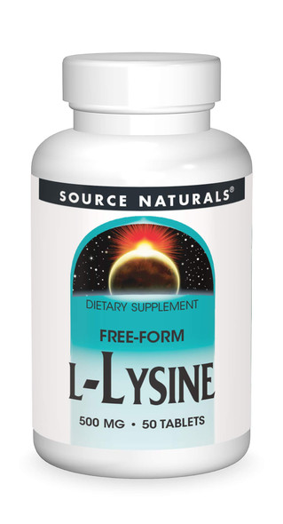 Source s L-Lysine 500 mg Free Form -Amino  Supplement Supports Energy Formation & Collagen - 50 Tablets