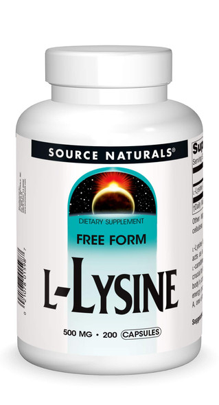 Source s L-Lysine Free Form -Amino  Supplement Supports Energy Formation & Collagen - 200 Capsules