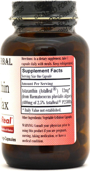 Barlowe's Herbal Elixirs Astaxanthin Vegan Max 12mg - Stearate Free, Glass Bottle!