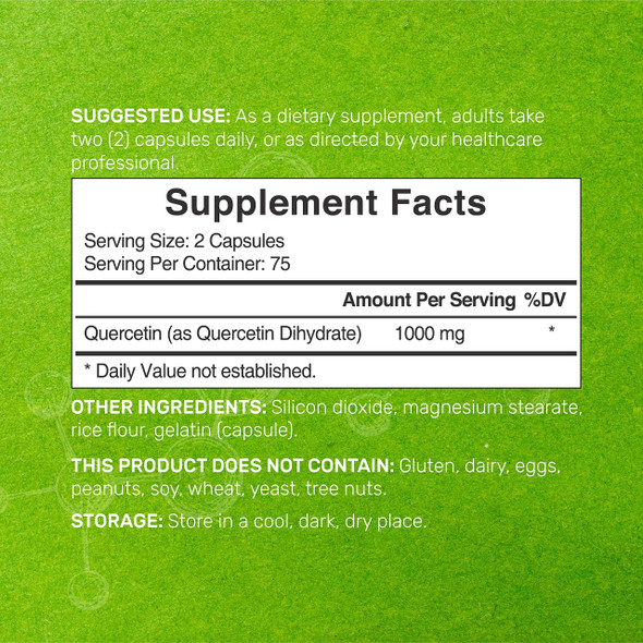 DEAL SUPPLEMENT Quercetin 1000mg Per Serving | 150 Capsules, High Bioavailable Flavonoids, Third Party Tested, Supports Healthy Immune System, Non-GMO, No Gluten