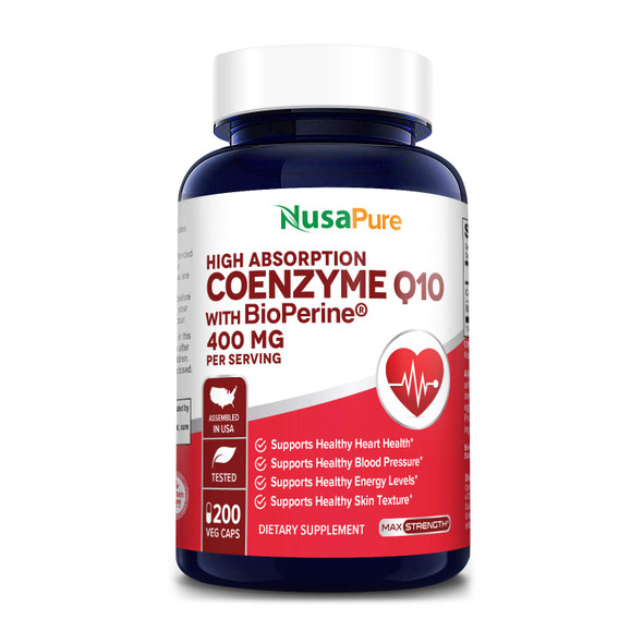 400 mg 200 Veggie Caps (Non-GMO & Gluten-Free)  Q10, Antioxidant COQ-10 Enzyme, Coq 10 -  2 Daily Caps