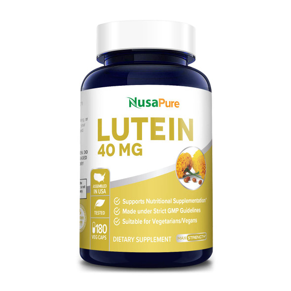 NusaPure Lutein 40mg 180 Veggie Capsules (Non-GMO & )
