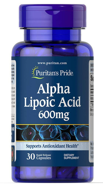 Puritan's Pride Alpha Lipoic  600mg Trial Size-30 Rapid Release Capsules