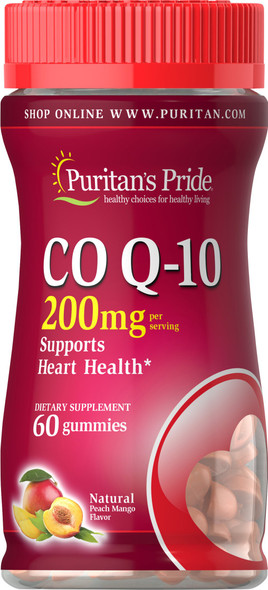 Puritan's Pride Co Q-10 200mg Peach Mango Gummies-60 Gummies