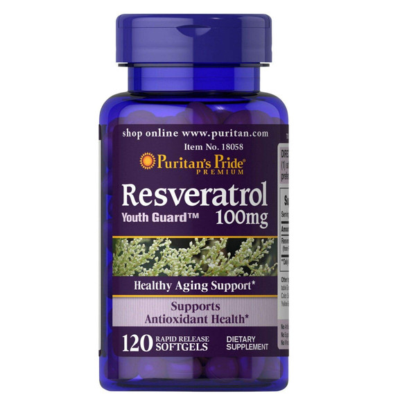 Puritan's Pride Resveratrol 100 mg-120 Rapid Release Softgels Antioxidant Health