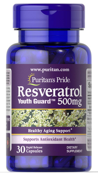 Puritan's Pride Resveratrol 500 Mg Antioxidant Support 30 Capsules by Puritan's Pride, 30 Count (31042)