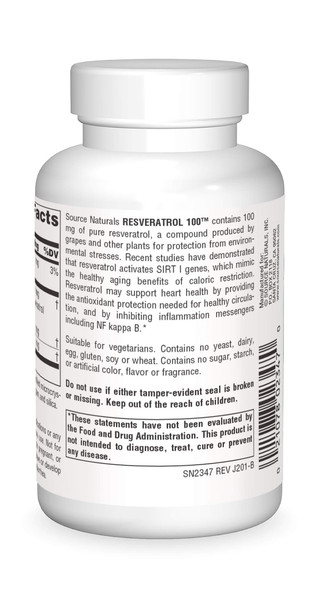Source s Resveratrol 100, for Heart and Healthy Aging, 240 Count