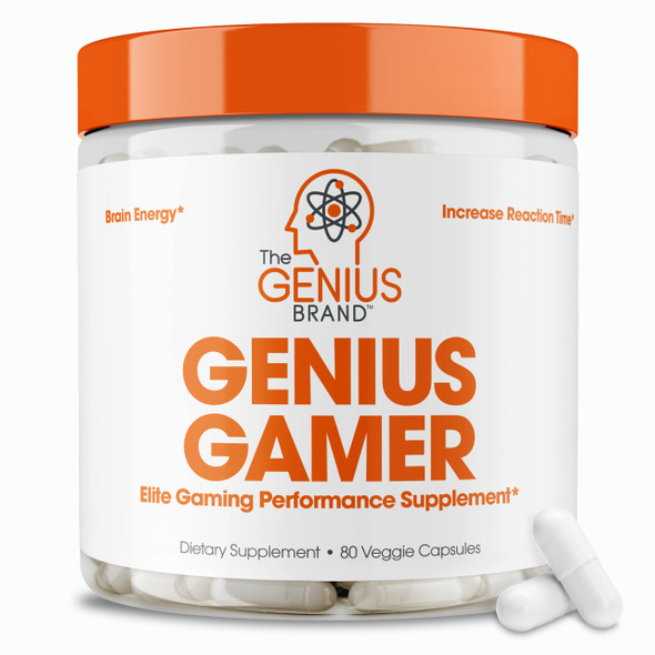 Genius Gamer, Gaming Focus Supplement, 80 Pills - E Nootropic Performance Booster - Boost Brain & Mental Clarity, Reaction Time & Concentration - Blue Light Support with Lutemax