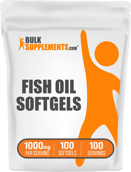 BulkSupplements Fish Oil 1000mg Softgels - Fish Oil Supplement - Fish Oil Omega 3 Supplement - Fish Oil Pills - 1 Fish Oil Softgels  (1000mg) - 100-Day Supply (100 Softgels)