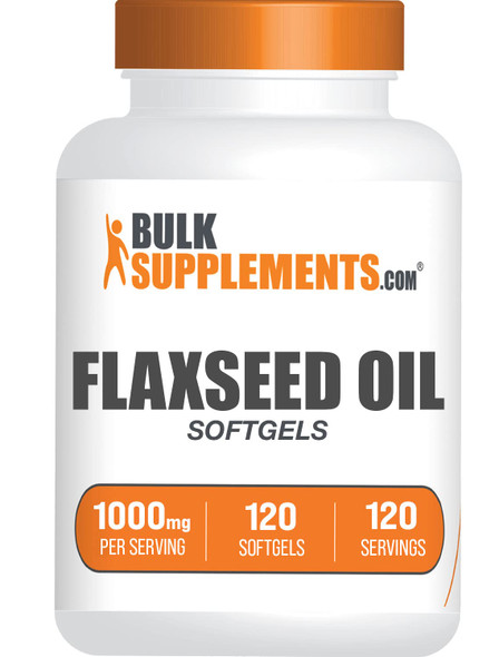 BulkSupplements Flaxseed Oil Softgels - Vegan Omega 3 Supplement - Flaxseed Supplement - 1 Flaxseed Oil 1000mg Softgels  - Flax Seed Oil Pills - 120-Day Supply (120 Softgels)