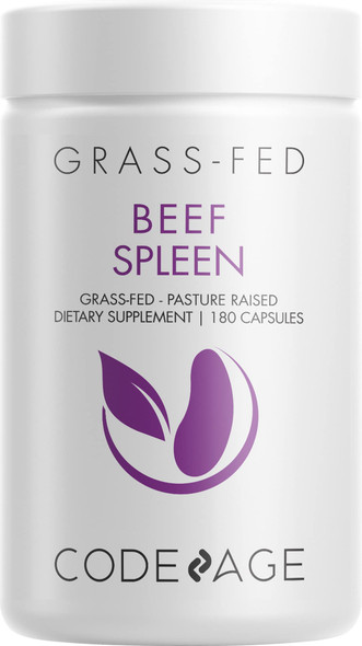 Codeage Grass Fed Beef Spleen Supplement - Freeze Dried, Non-Defatted, Desiccated Beef Spleen Bovine Pills Glandulars Meat  Pasture Raised Argentina Beef Vitamins for Spleen - Non-GMO -180 Capsules